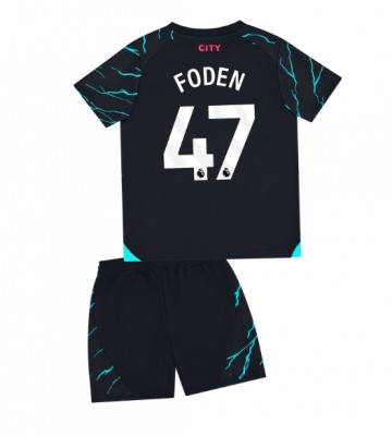 Manchester City Phil Foden #47 Tercera Equipación Niños 2023-24 Manga Corta (+ Pantalones cortos)